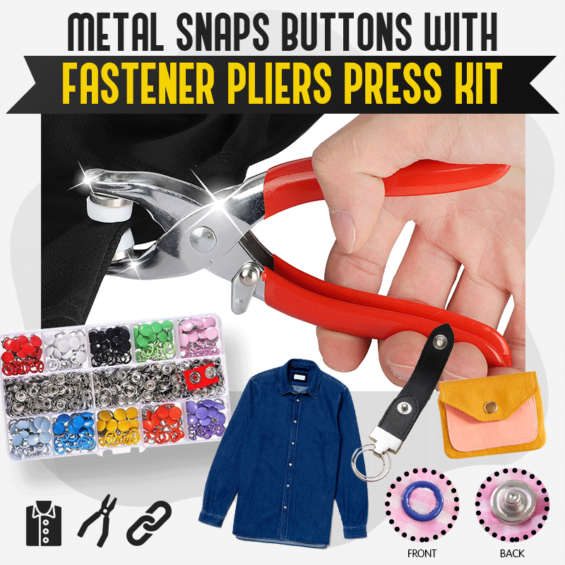 Seamless Press Stud Kit with Metal Sewing Press Plier with Five Claw Press Studs for Crafts, Baby Clothes, DIY Crafts