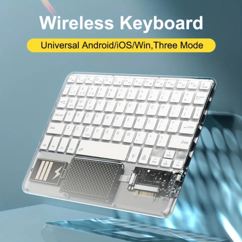 Bluetooth Keyboard Rechargeable Transparent Wireless Keyboard with 7 Color Backlight