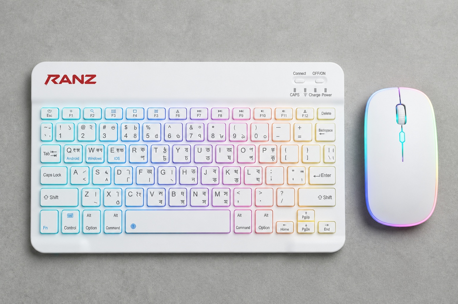 RGB Bluetooth Keyboard & Mouse Combo white color