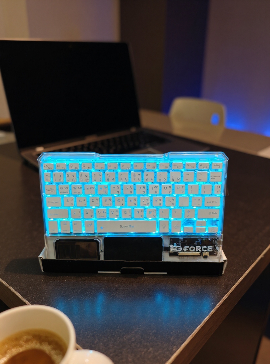 Bluetooth Keyboard Rechargeable Transparent Wireless Keyboard with 7 Color Backlight